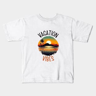 Vacation Vibes Tropical Vintage Sunset Kids T-Shirt